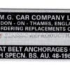 Chassis plate - MG 1967-72