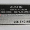 Chassis plate - Austin 1954-58