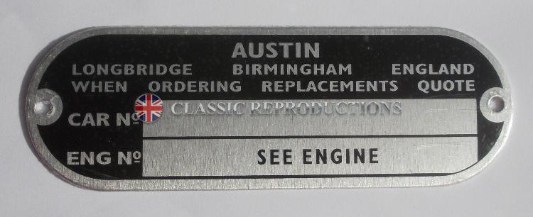 Chassis plate - Austin 1954-58