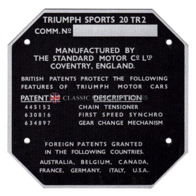 Chassis plate - Triumph TR2
