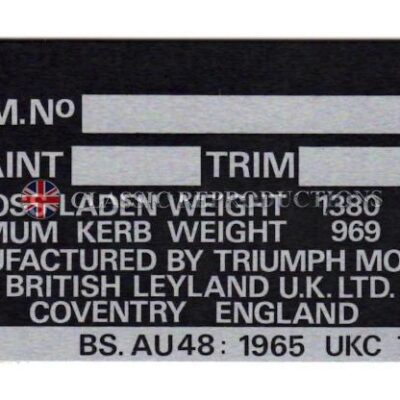 Chassis plate - Triumph TR6 (UKC 7821) 1970 to 1975