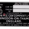 Chassis plate - MG Magnette ZB, 1956-58