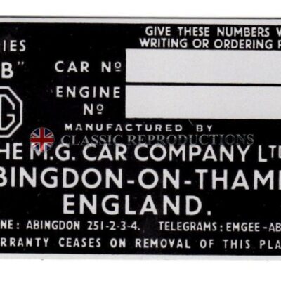 Chassis plate - MG Magnette ZB, 1956-58