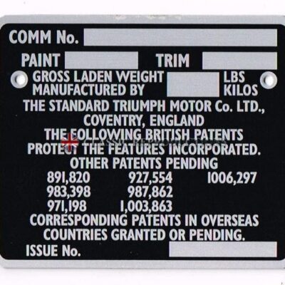 Chassis plate - Triumph GT6 Mk1 & Mk2
