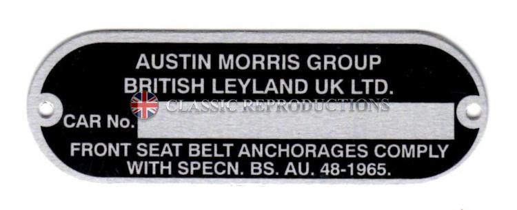 Chassis plate - Austin Morris Group, 1970-79