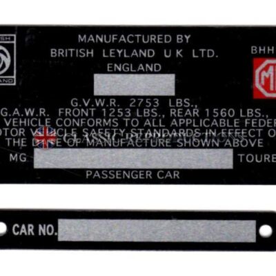 Pair of chassis plates - MGB Export - 1970 on