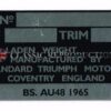 Chassis plate - Triumph TR5, Spitfire Mk3, early Vitesse, early Herald, 2000