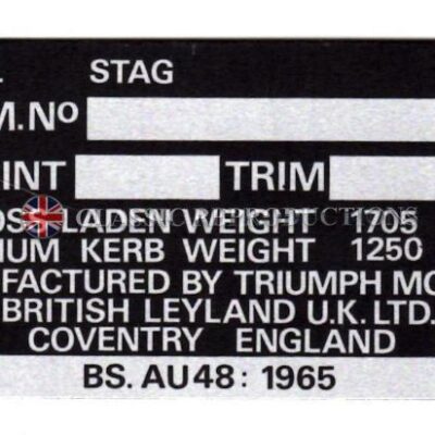 Chassis plate - Triumph Stag after 1976 (LD4000 on)