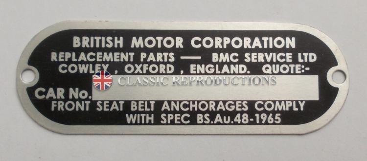 Chassis plate - BMC, 1969-72