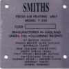 Smiths Fresh Air Heater Plate, Model 350