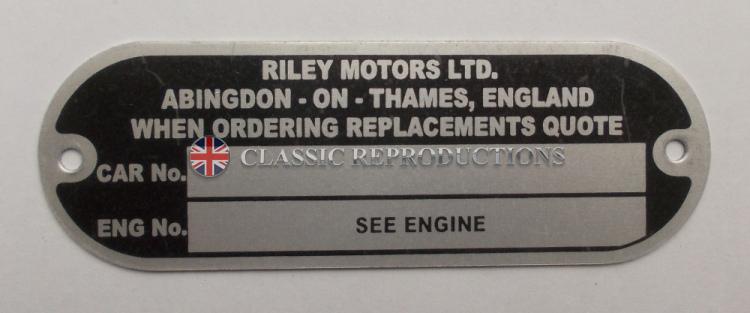 J And R Riley Plates Chassis plate - Riley up to 1965 | Classic Reproductions