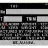 Chassis plate - Triumph TR7 (UKC 7255)
