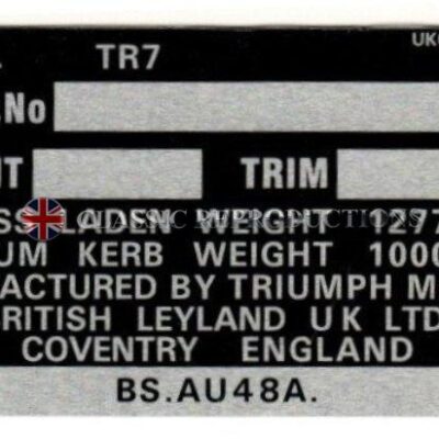 Chassis plate - Triumph TR7 (UKC 7255)