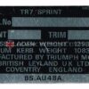 Chassis plate - Triumph TR7 Sprint (UKC 2997)