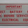 Important Disconnect Battery plate