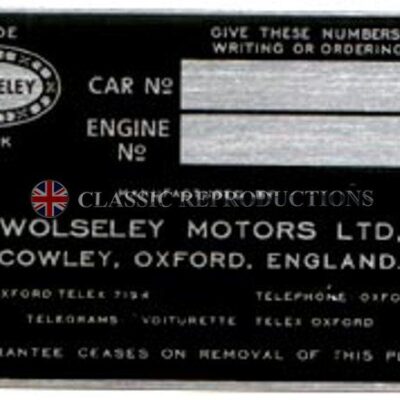 Chassis plate - Wolseley 1940s-50s