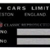 Chassis plate - Bond Equipe - Bond Cars