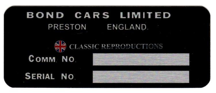 Chassis plate - Bond Equipe - Bond Cars