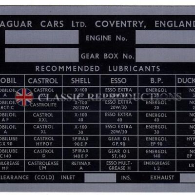Chassis plate - Jaguar Mk 2 1959-67, E-Type S1 3.8