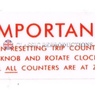 Speedo trip reset label - MG