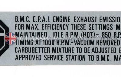 Rocker Cover label, Emission (850rpm)