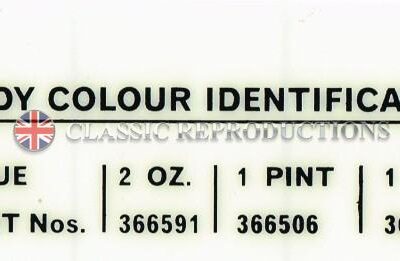 Rover paint colour label - Zircon Blue