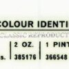 Rover paint colour label - Burnt Grey