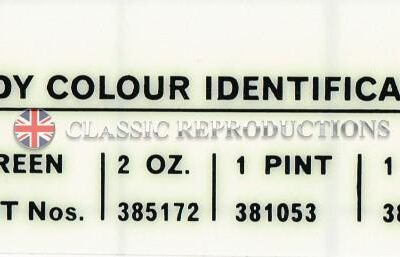 Rover paint colour label - Juniper Green