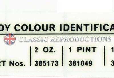 Rover paint colour label - White