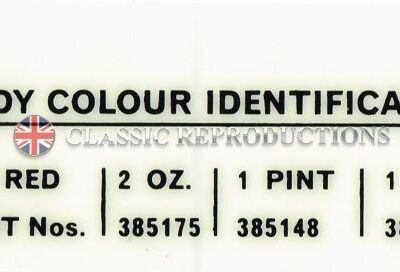 Rover paint colour label - Bordeaux Red