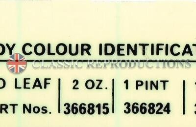 Rover paint colour label - Tobacco Leaf