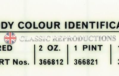 Rover paint colour label - Brigade Red
