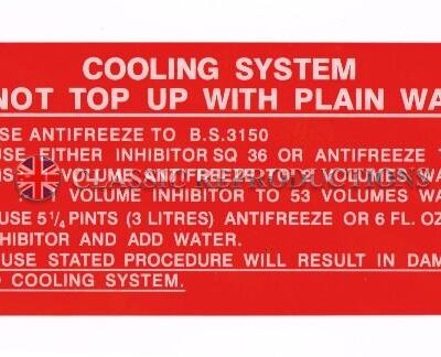 Cooling System label - Rover