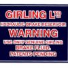 Girling Reservoir label