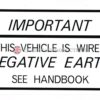 Negative Earth label (Italic print) - Ford