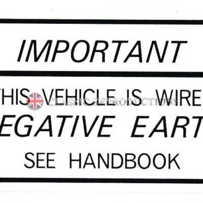Negative Earth label (Italic print) - Ford