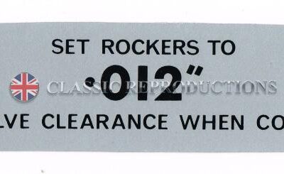 Valve Clearance label - .012" cold