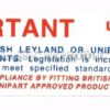 "IMPORTANT" Unipart label