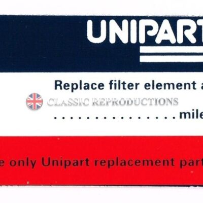 Unipart Air Filter Replacement label