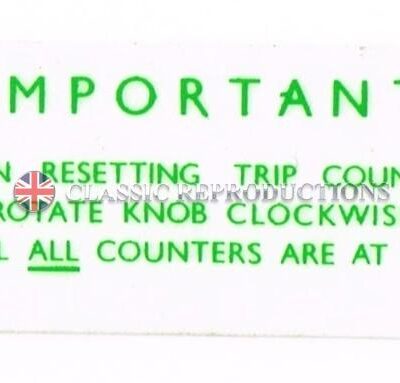 Speedo trip reset label - Triumph (Clockwise)