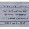 Lubrication label - Jaguar