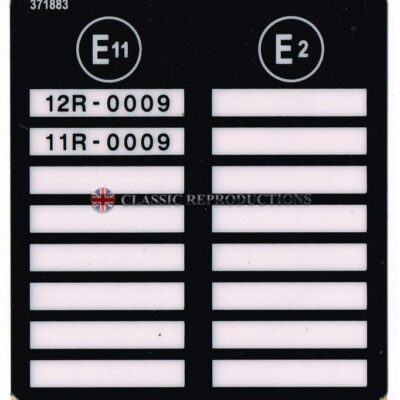 "E11/E2" patents label - Rover (P/N 371883)