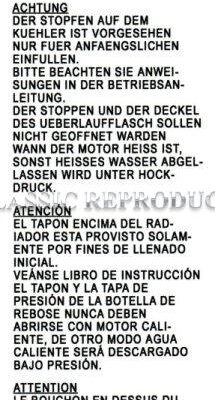 Radiator Warning label - Triumph Stag