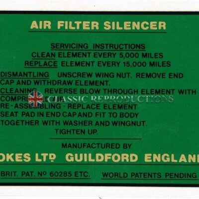 Vokes Air Filter label
