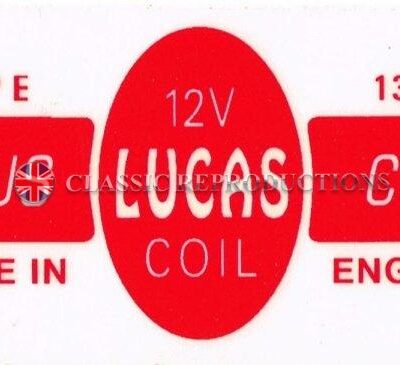 Lucas Opus 12v Coil label