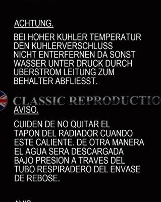 Radiator Warning label - Triumph 2000/2500