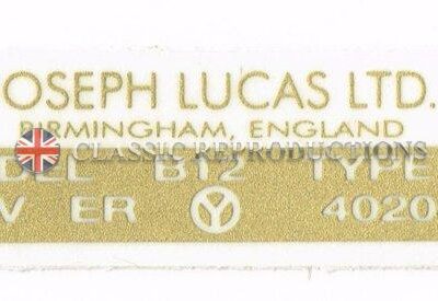 Lucas Gold B12 12V Coil label