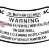 AC Oil Bath Air Cleaner Warning label