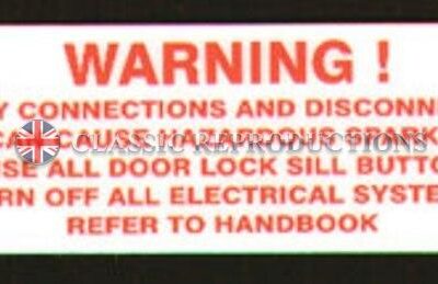 Battery Warning label - Rover SD1