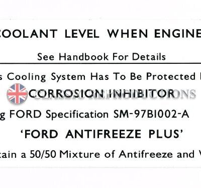 Check Coolant label (SM-97B1002-A) - Ford